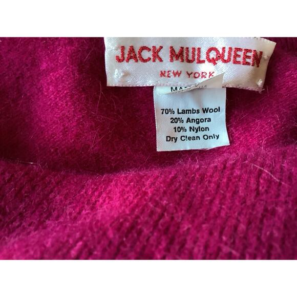 VTG 80s Fuchsia Lambswool Angora Sweater Dress - M, Holiday Soap Opera Glam, NWT - Picture 6 of 11